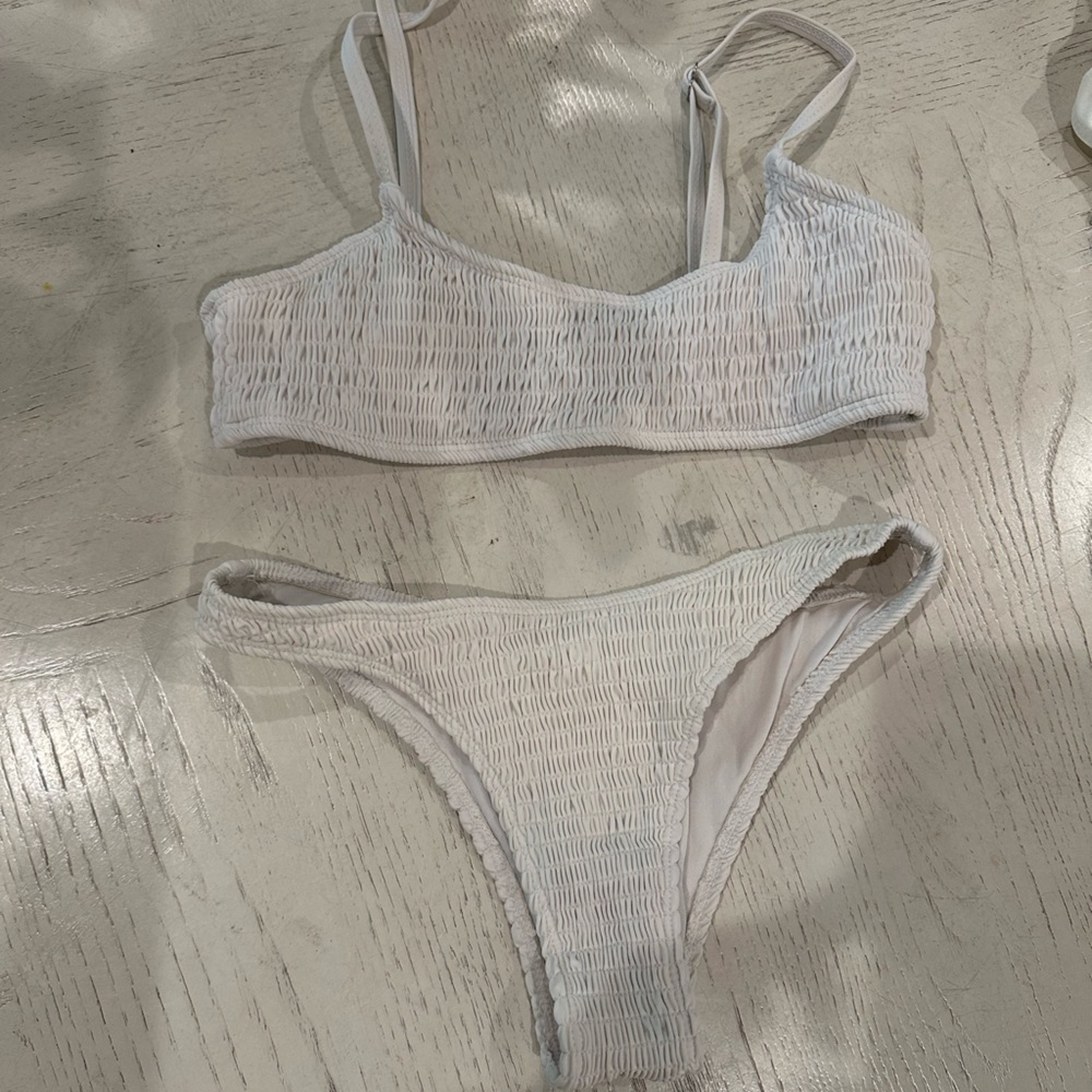 White Textured Bikini Set